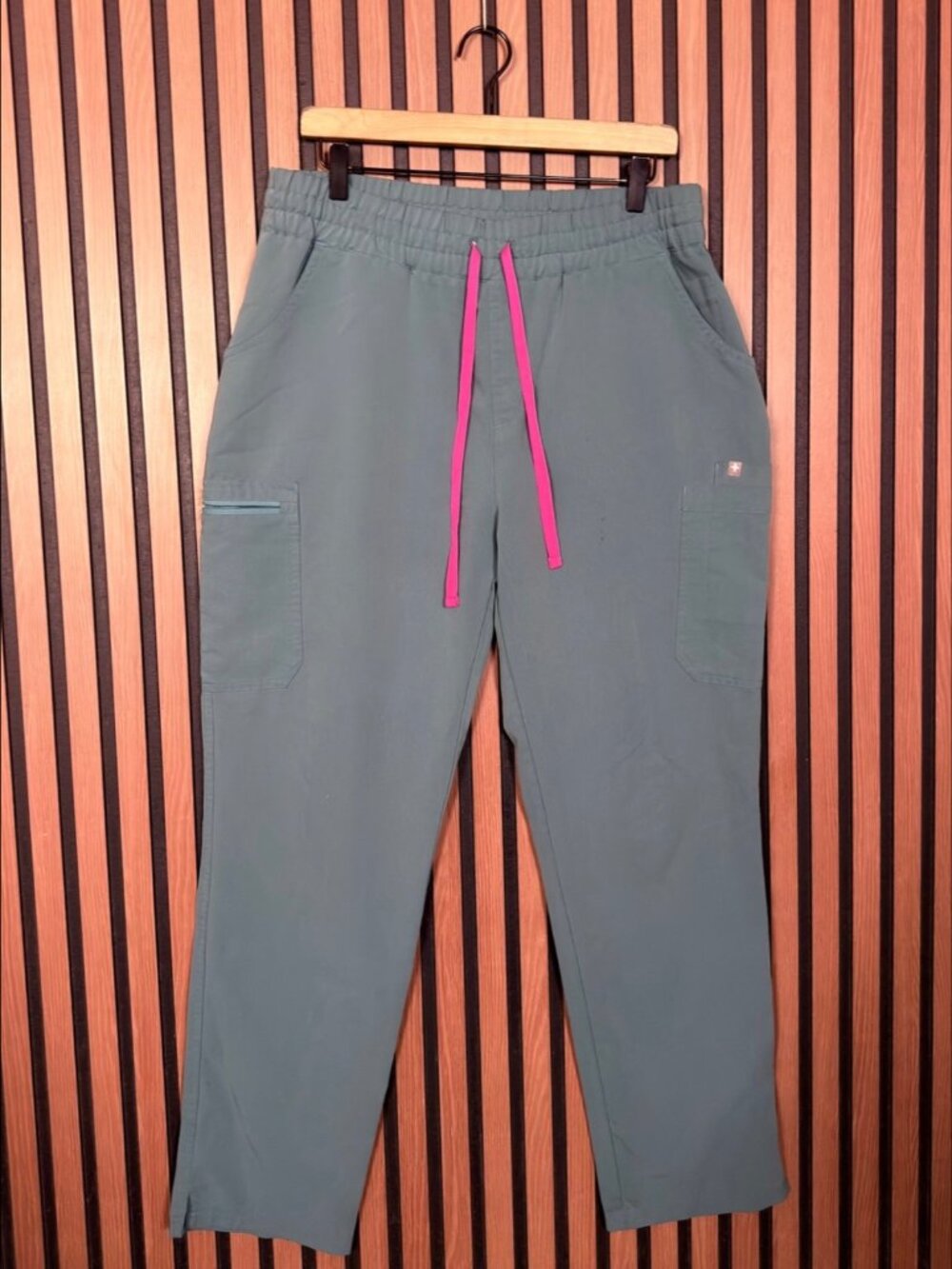 Figs Uniform Pants Large Womens Blue Teal Scrub Bottoms Drawstrings